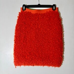 NWT Bottega Veneta Vibrant Orange Faux-Shearling Pencil Skirt